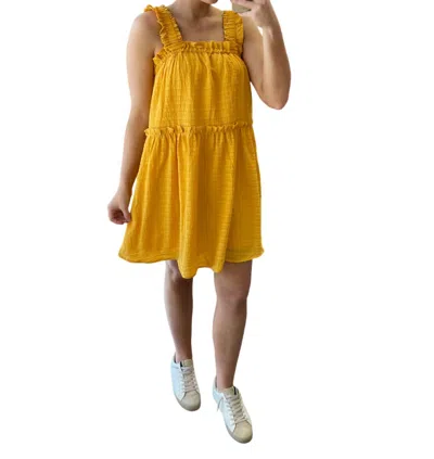 Lena Textured Tiered Mini Dress In Mango In Yellow
