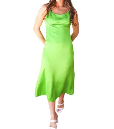 LENA TIME TO STAND OUT MIDI DRESS IN LIME GREEN
