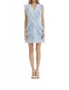 Lena V-neck Ruffle Mini Dress In Light Blue In Blue