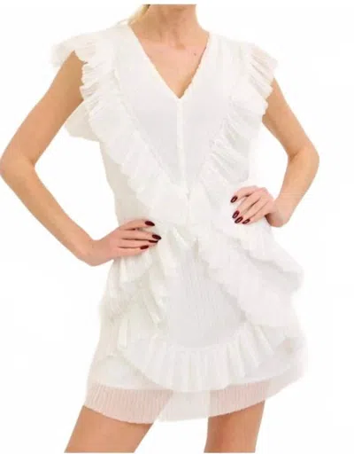 Lena V-neck Sleeveless Mini Dress In White