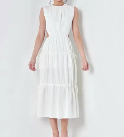 Lena Woven Cutout Dress In White