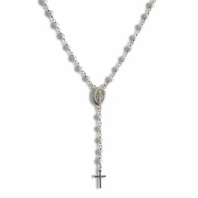 Leni James The Amelia Pearl Rosary Necklace In Silver