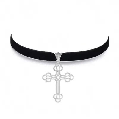 Leni James The Billie Cross Choker In Silver