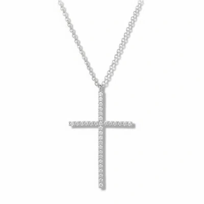 Leni James The Estella Pave Cross Necklace In Metallic