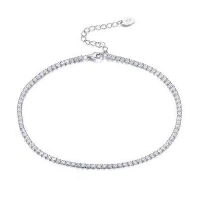 Leni James The Margo Adjustable Thin Tennis Anklet In Silver