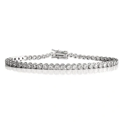 Leni James The Mini Poppy 2mm Bezel Tennis Bracelet In Silver