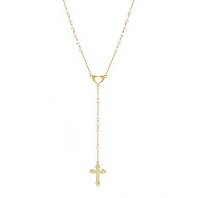 Leni James The Paloma Pearl Rosary Necklace In Red