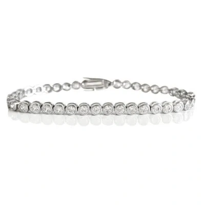 Leni James The Poppy 3mm Bezel Tennis Bracelet In Silver