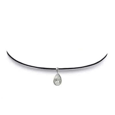 Leni James The Raina 3 Carat Moissanite Pear Choker In Black/silver