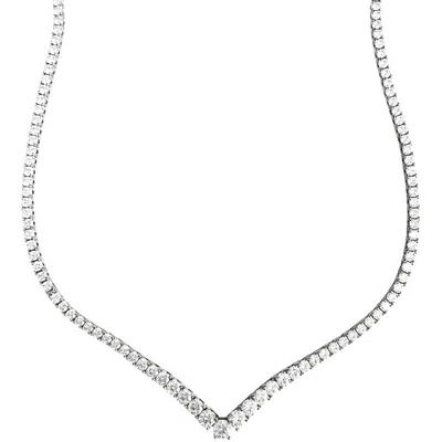 Leni James The Valentina Graduated V Tennis Necklace In Silver