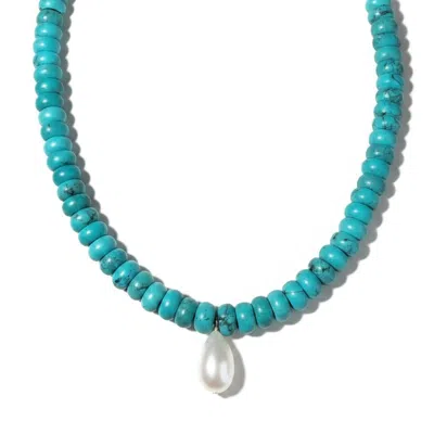 Leni James Women's Blue The Livia Turquoise And Pearl Necklace