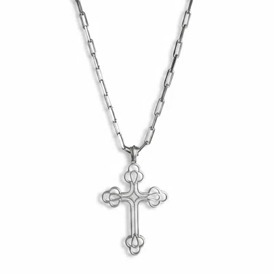 Leni James Women's Silver The Maxi Billie Cross Necklace In Metallic