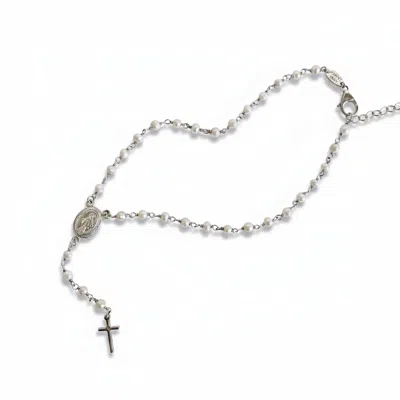 Leni James Women's White The Amelia Pearl Rosary Anklet