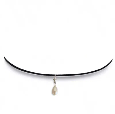 Leni James Women's White The Francesca Pearl Drop Choker