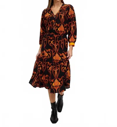 Lenni The Label Hook Dress In Deco Black In Multi