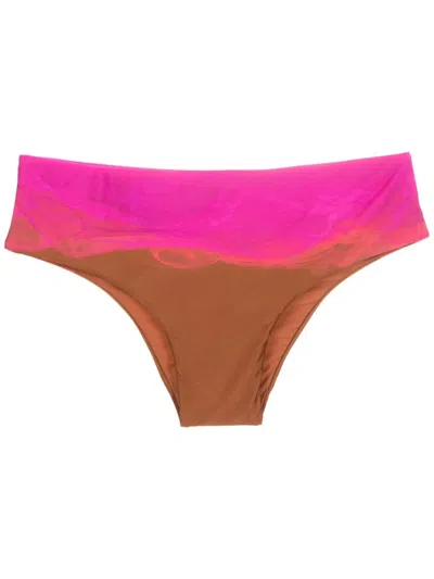Lenny Niemeyer Abstract High-waisted Bikini Briefs In Brown