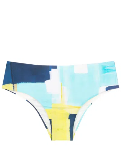 Lenny Niemeyer Abstract-pattern Print Bikini Bottoms In Blue