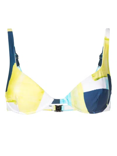 Lenny Niemeyer Abstract-pattern Print Clasp-fastening Bikini Top In Blue