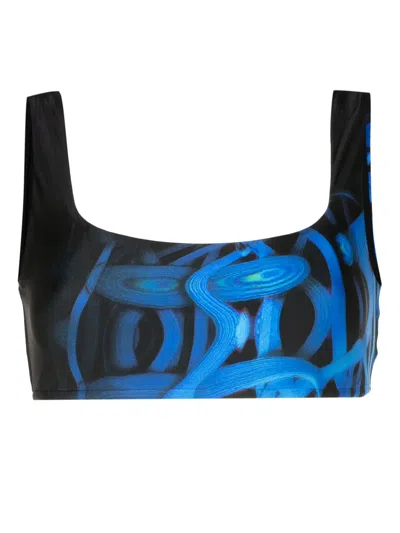 Lenny Niemeyer Abstract-print Bikini Top In Blue
