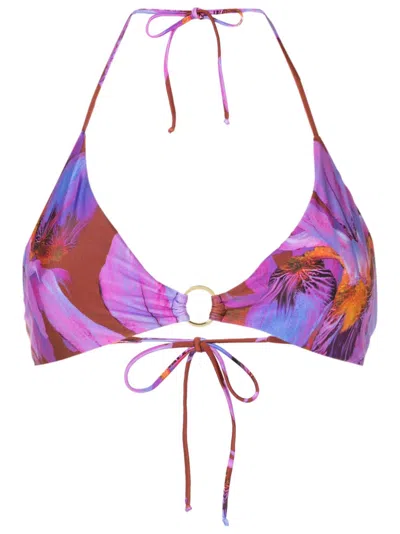Lenny Niemeyer Abstract-print Bikini Top In Purple
