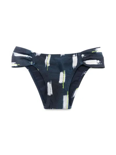 Lenny Niemeyer Kids' Abstract-print Draped Bikini Bottoms In Blue
