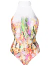 Lenny Niemeyer Abstract-print Halterneck Swimsuit In Multicolour