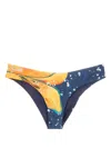 Lenny Niemeyer Abstract-print Mid-rise Bikini Bottoms In Blue