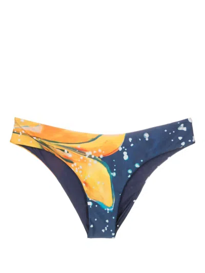 Lenny Niemeyer Abstract-print Mid-rise Bikini Bottoms In Blue