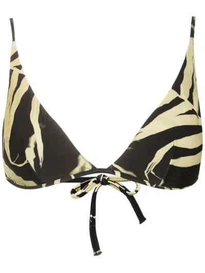 Lenny Niemeyer Abstract-print Triangle Bikini Top In Black