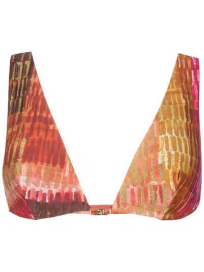 Lenny Niemeyer Abstract-print Triangle Bikini Top In Red