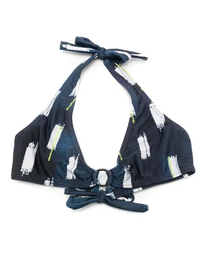 Lenny Niemeyer Kids' Abstract Tie-fastening Bikini Top In Blue