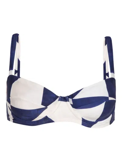 Lenny Niemeyer Abstract-print High-waisted Bikini Top In Blue