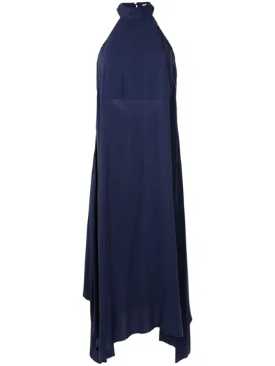Lenny Niemeyer Asymmetric-hem Halterneck Dress In Blue
