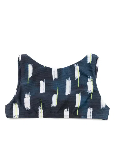 Lenny Niemeyer Kids' Athletic Abstract-print Bikini Top In Blue
