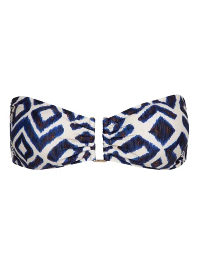 Lenny Niemeyer Bandeau Geometric-print Bikini Top In Blue