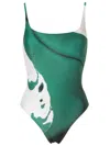 Lenny Niemeyer Basico Abstract-print Swimsuit In Green