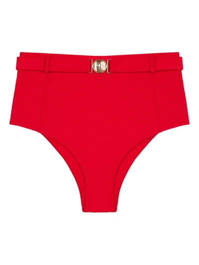 Lenny Niemeyer Belted High-waisted Bikini Bottom In Red