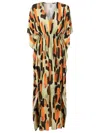 Lenny Niemeyer Caju Ruched Cotton Kaftan In Multicolour