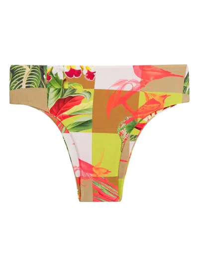 Lenny Niemeyer Canteiros Floral-patchwork Bikini Bottoms In Brown