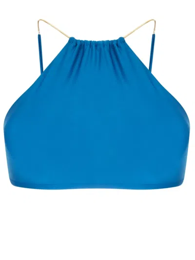 Lenny Niemeyer Chain-link Halterneck Bikini Top In Blue