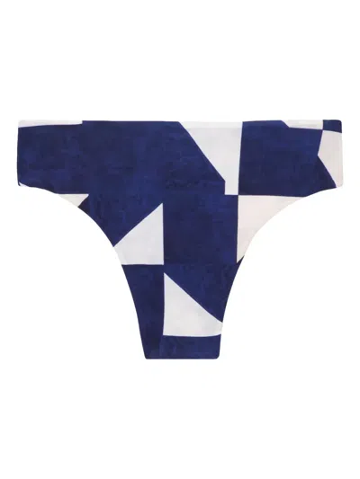 Lenny Niemeyer Clássica Geometric-print Bikini Bottom In Blue
