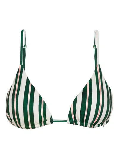 Lenny Niemeyer Cortininha Striped Triangle Bikini Top In Green