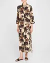 Lenny Niemeyer Corumbau Shirt Dress With Slit In Black Brown In Brown