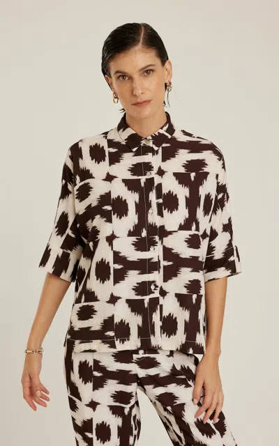 Lenny Niemeyer Cropped Wide Shirt Puglia In Brown