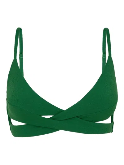 Lenny Niemeyer Cross-front Bikini Top In Green
