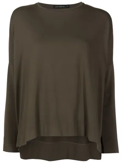 Lenny Niemeyer Curved-hem Long-sleeved Top In Green
