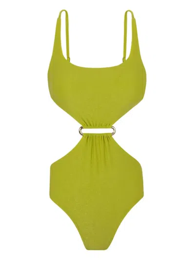 Lenny Niemeyer Cut-out Ring-detail Swimsuit In Green