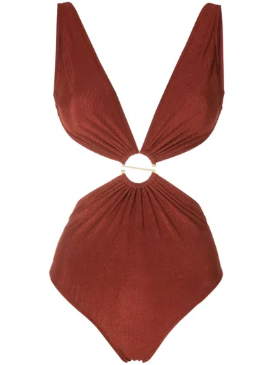 Lenny Niemeyer Cut-out Swimsuit In Brown