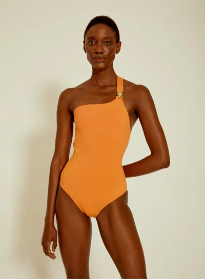 Lenny Niemeyer Detail One Shoulder One Piece Terre In Gold