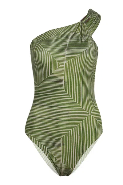 Lenny Niemeyer Detailed Shoulder One Piece Labyrinth In Green